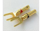 4PCS Nakamichi Gold Plated copper Banana Spade Plug Screw Type CONNECTOR for speaker cable