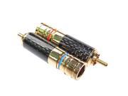 New Gold Plated Carbon fiber RCA Male Plug audio video Speaker Locking soldering connector