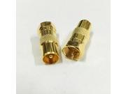 10Pcs Gold Coaxial Coax RF Adapter Connectors TV PAL Male to F Male M M Plug