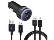 SuperiParts 2.1A Dual Port Car Charger Power Adapter with Micro USB Cable For Samsung Galaxy S7 Edge Mobile PHone EC