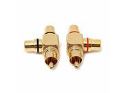 10pcs High Quality Gold Plated RCA Male to 2 Female RCA Splitter Adapter AV Video Audio T Plug RCA 3 way Plug