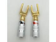 2PCS Gold Plated Nakamichi Brass Y Y U type Screw Spade Terminal Banana Plug Speaker Cable Wire Connectors