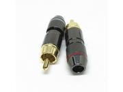 2pcs Copper RCA Male Plug Adapter Audio Phono Gold Plated Solder Connector for Speaker Cable Amplifiers