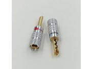 10Pcs 24K Gold Plated Audio Nakamichi BFA Silent Wire Tube Banana Speaker Plug Connector Screw Cable Wire