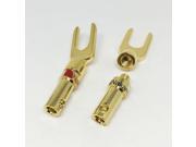 4Pcs Gold Plated Nakamichi Speaker Banana Y U Type Spade Terminal Plug Screw Type Jack Connector