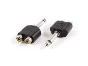 100pcs Nickel plating Single Track 6.35mm 1 4 Inch Mono Male Plug to Dual RCA Female Jack Splitter adaptor Converter