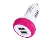 SuperiParts Mini Dual 2 Ports Car Charger Adapter Adaptor Charging Pink Color DC 12 24V for Smartphone Tablets E