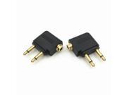 2Pcs High Quality Gold Airplane Headphone Audio Converter Adapter For Double 3.5mm Mono Plug To 3.5mm Dual Channel Stereo Jack
