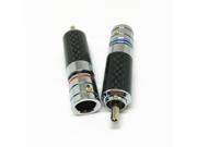 10Pcs New Rhodium Plated Carbon Fiber RCA Male Plug Audio Video Speaker Locking Soldering Connector