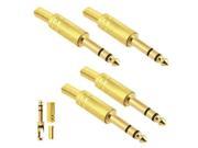 50PCS Gold 6.35mm male 1 4 Stereo plug audio connector
