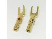 2pcs 24K Gold Plated Speaker Nakamich iBanana Brass Y U type Screw Spade Plug Screw Type jack connector