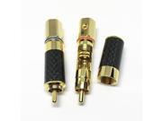 2Pcs High Quality Copper Carbon Fiber RCA Male Plug Gold Plated Audio Video Adapter Connector