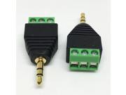 2pcs 3.5mm Stereo Male Plug To AV Screw Video AV Balun Terminal Plug Adapter