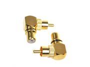 10pcs Gold Plated Brass RCA Right Angle Connector Plug Adapters Male to Female 90 Degree