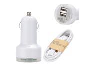 SuperiParts Dual USB 2 Ports Car Charger Power Adapter Micro USB Charge Cable For Samsung Galaxy S7 Edge with Retail Box UO