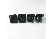 4Pcs 3 Pin XLR Female Chassis Socket Panel Mount Adapter Connector Black
