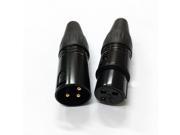 40Pcs 20Set High Quality Gold Pin Black 3 Pin XLR Audio Cable Connector MIC Male Plug Female Jack Adapter