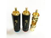 2Pcs High quality Gold Plated Brass Copper RCA Male Plug Jack Plug in Locking Soldering Audio Connector