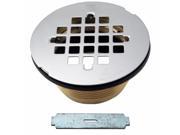 Brass Body Compression Shower Drain with Grid in Polished Chrome