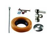 Toilet Kit with 1 4 Turn Stop and Wax Ring Lever Handle in Satin Nickel