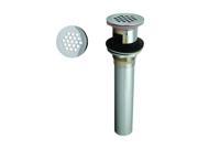 Grid Strainer Lavatory Drain with Overflow Holes Exposed in Polished Chrome
