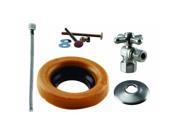 Toilet Kit with 1 4 Turn Stop and Wax Ring Cross Handle in Satin Nickel