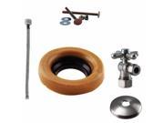 Toilet Kit with 1 4 Turn Stop and Wax Ring Cross Handle in Satin Nickel