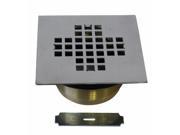 2 in. Brass Shower Drain with 4 1 4 in. Square Cover in Satin Nickel