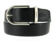 Lacoste Reversible Black White Leather Satin Buckle Casual Belt