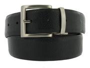 Michael Kors Men s Reversible Black Brown Pebbled Synthetic Leather Brushed Square Buckle Dress Belt
