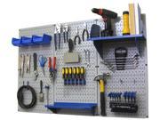 Wall Control 4ft Metal Pegboard Standard Tool Storage Kit Gray Toolboard Blue Accessories