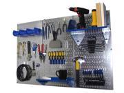 Wall Control 4ft Metal Pegboard Standard Tool Storage Kit Galvanized Metallic Toolboard Blue Accessories