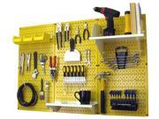 Wall Control 4ft Metal Pegboard Standard Tool Storage Kit Yellow Toolboard White Accessories