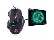 Wanmingtek Professional Double Click 7 Buttons 3200DPI Gaming Mouse USB Wired Optical Computer Game Mouse Mice with Gaming Mouse Pad for PC Laptop for CSGO LOL
