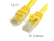 10x 1.5FT CAT6 Cable Ethernet Lan Network CAT 6 RJ45 Patch Cord Yellow