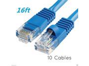 10x 16FT 16feet CAT5e Cable Ethernet Lan Network CAT5 RJ45 Patch Cord Blue