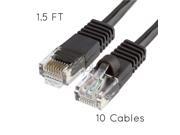 10x 1.5FT CAT5e Cable Ethernet Lan Network CAT5 RJ45 Patch Cord Black