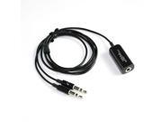 3.5mm Female to 2 Male Headphone Mic Audio Y Splitter Flat Stereo Adapter Cable