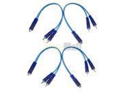 4pcs 7 RCA Audio Cable Y Adapter Splitter 1 Female to 2 Male Plug Cable Blue