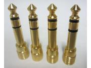 4x Gold 3.5mm 1 8 Female to 6.3mm 1 4 Male STEREO Audio Headphone Adapter lot