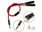 3.5mm Stereo Headphone Audio Male To 2 Female Y Splitter Cable Adapter Plug Jack