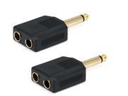 2x Mono 6.35mm 1 4 Splitter 1 Male Plug to 2 Female Jack Audio Y Adapter