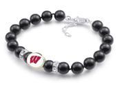Wisconsin Badgers Black Pearl Bracelet