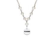 Dayton Flyers Tin Cup Pearl Necklace with Round Charm