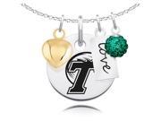 Tulane Green Wave Necklace With Heart Color and Love