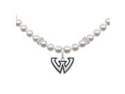 Wayne State Warriors White Pearl Cutout Necklace