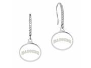Wisconsin Badgers Sterling Silver and CZ Drop Earrings