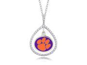 Clemson Tigers Sterling Silver and CZ Necklace