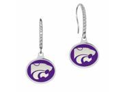 Kansas State Wildcats Sterling Silver and CZ Drop Earrings
