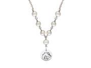 Boise State Broncos Tin Cup Pearl Necklace with Round Charm